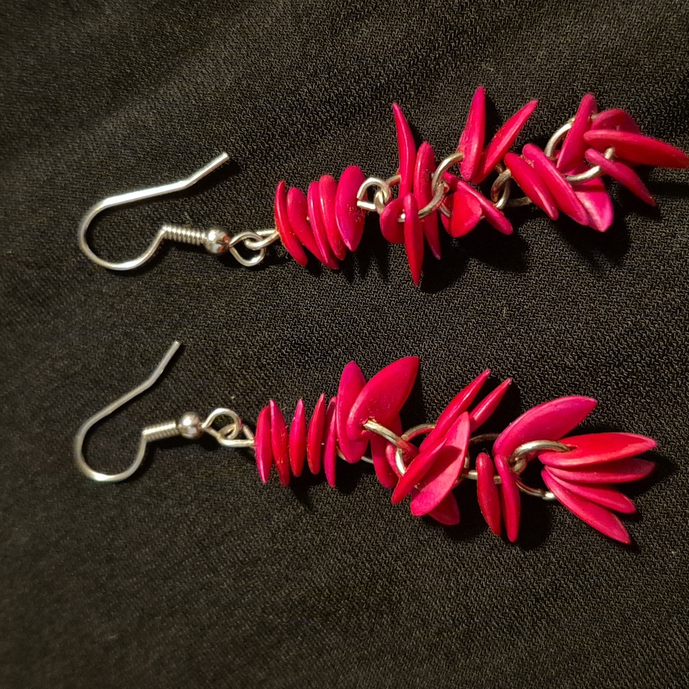 Handcrafted Hot Pink Dangle Earrings